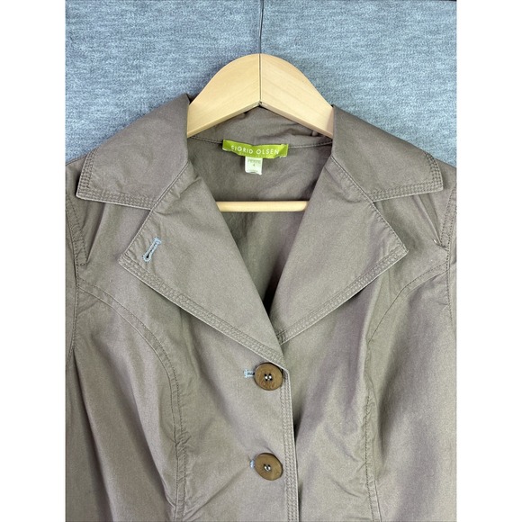 Sigrid Olsen Coat Jacket Safari Sz 4 Brown Cotton 3/4 Sleeve Vtg Y2K Academia - Picture 6 of 16